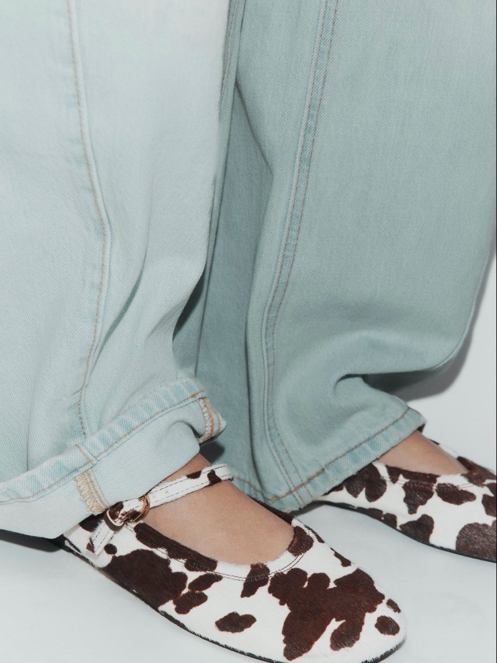 ZARA PRINTED LEATHER BALLET FLATS